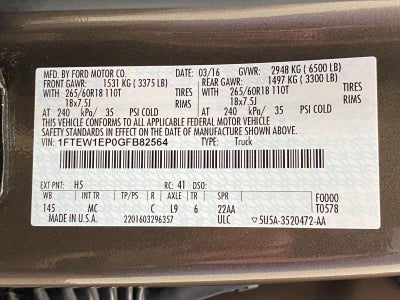 2016 Ford F-150 4WD SuperCrew 145 XLT