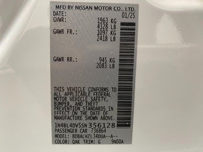 2025 Nissan Altima SV FWD