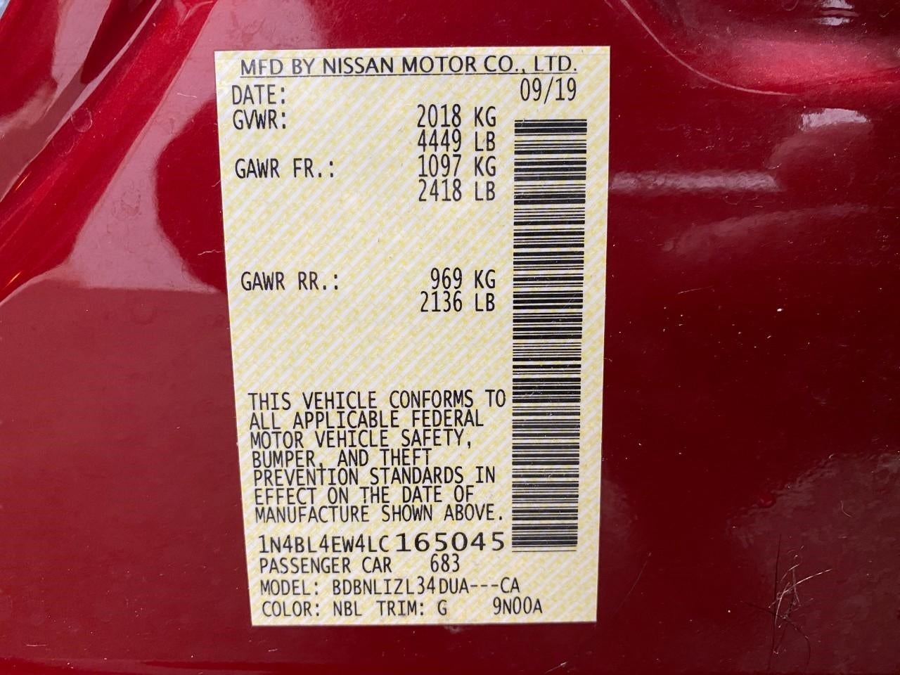 2020 Nissan Altima 2.5 SL AWD Sedan