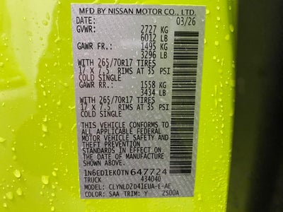 2026 Nissan Frontier Crew Cab PRO-4X®