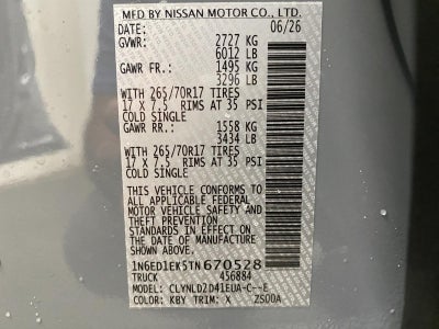 2026 Nissan Frontier Crew Cab 4x4 PRO-4X