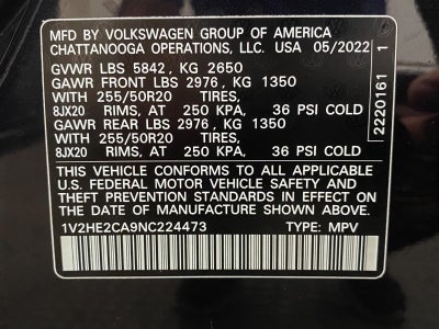 2022 Volkswagen Atlas Cross Sport 3.6L V6 SE w/Technology 4MOTION