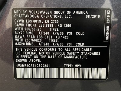 2019 Volkswagen Atlas 3.6L V6 SEL 4MOTION