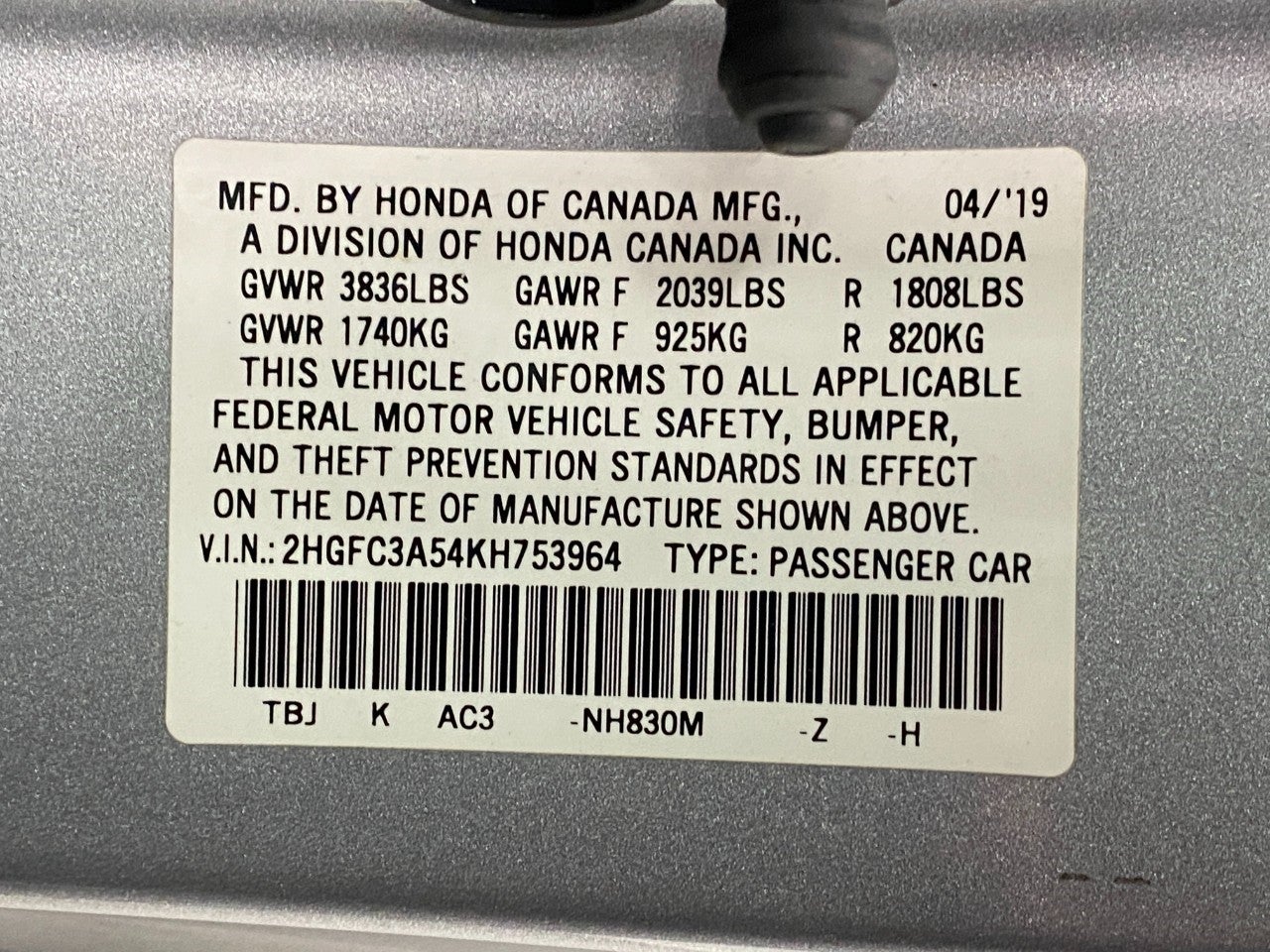 2019 Honda Civic Si Coupe Manual