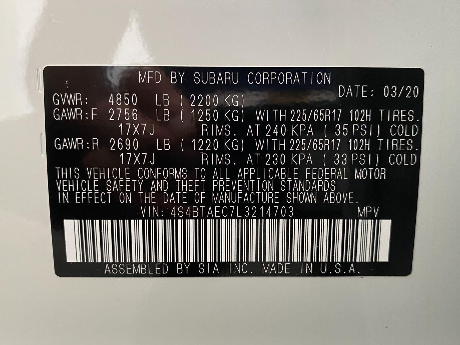 2020 Subaru Outback Premium CVT