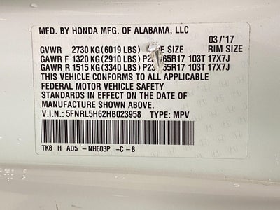 2017 Honda Odyssey EX-L Auto