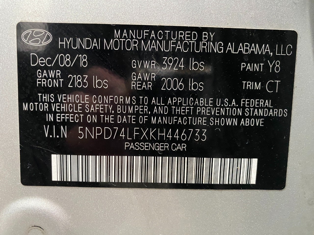 2019 Hyundai ELANTRA 4DR CAR