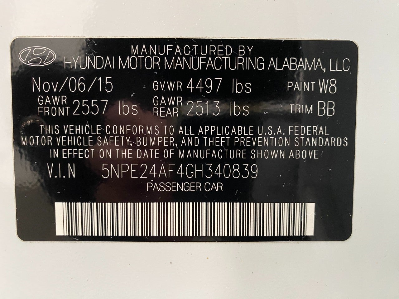 2016 Hyundai Sonata 4dr Sdn 2.4L