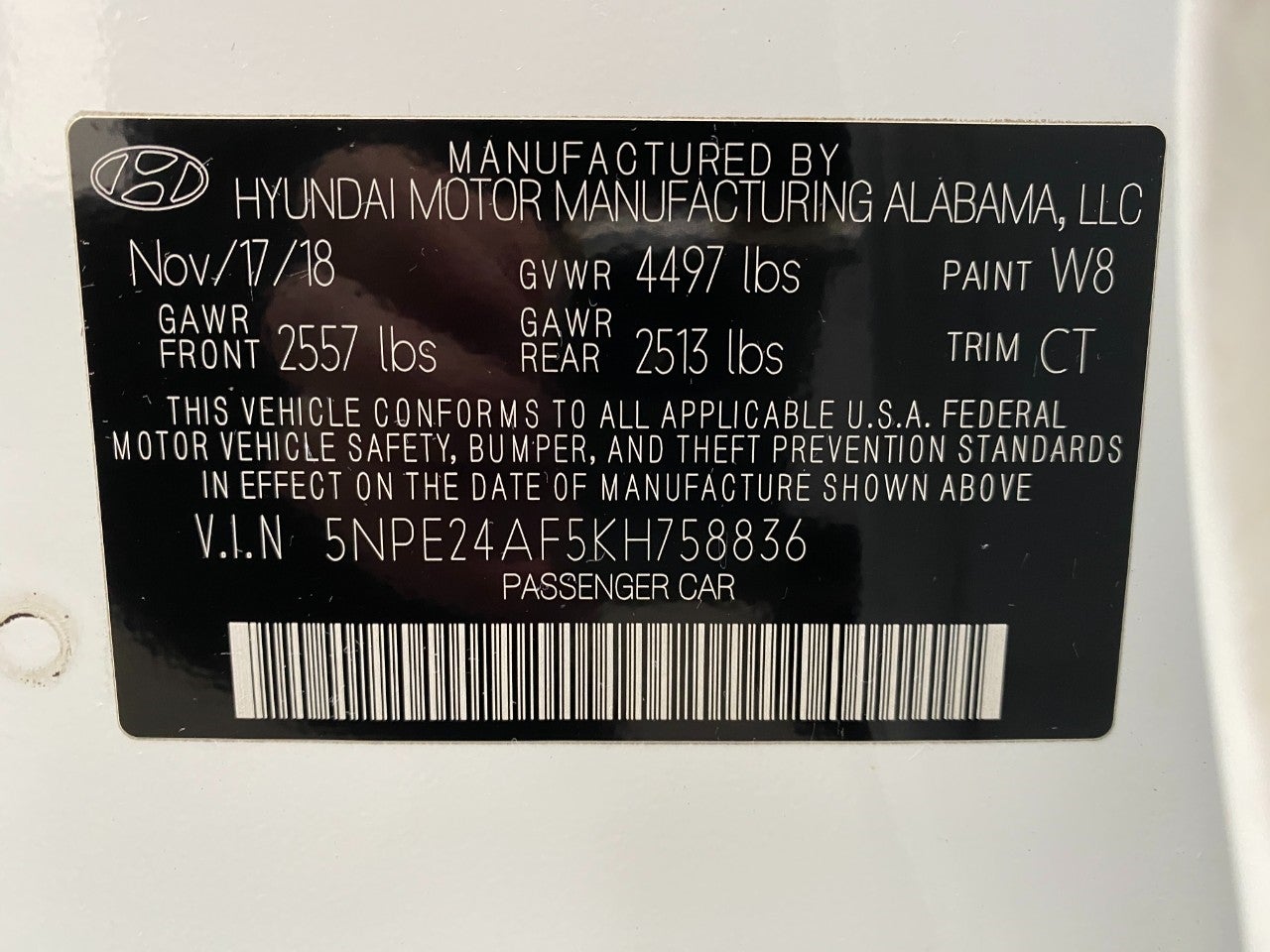 2019 Hyundai Sonata SE 2.4L