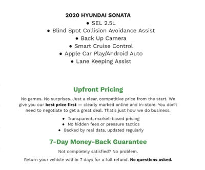 2020 Hyundai Sonata SEL 2.5L