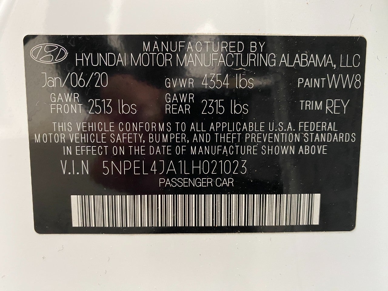 2020 Hyundai Sonata SEL 2.5L