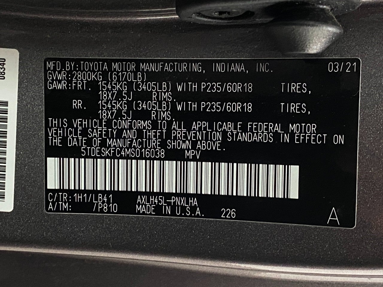 2021 Toyota Sienna Platinum AWD 7-Passenger