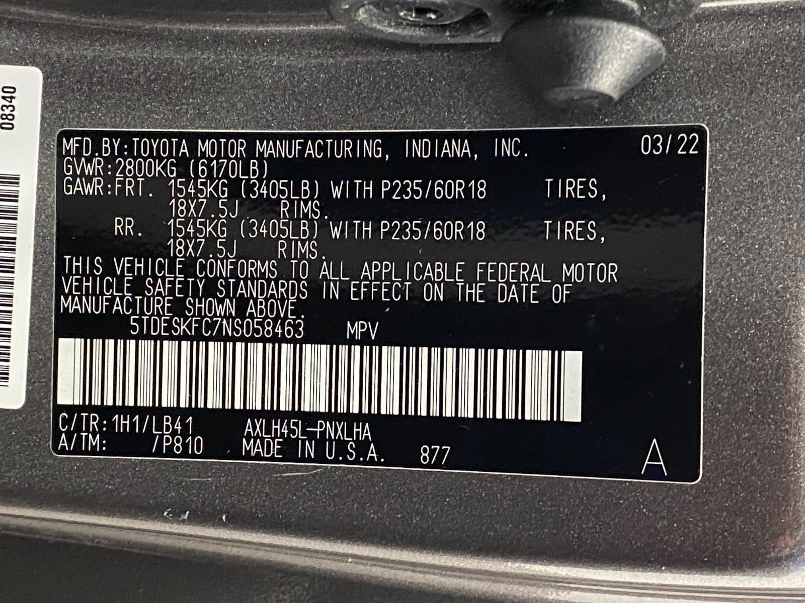 2022 Toyota Sienna Platinum AWD 7-Passenger