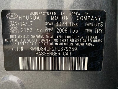 2017 Hyundai Elantra Value Edition 2.0L Auto